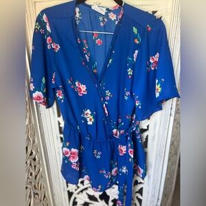 Sienna Sky Royal Blue Floral Wrap Tunic